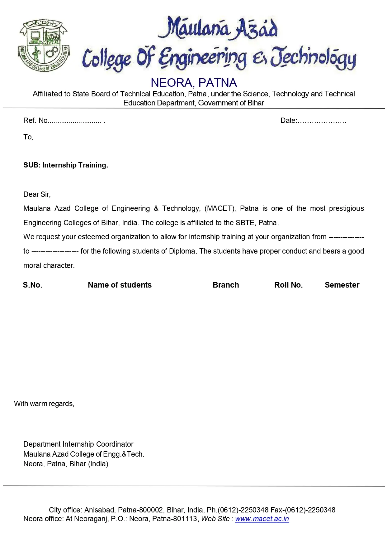 Internship-form