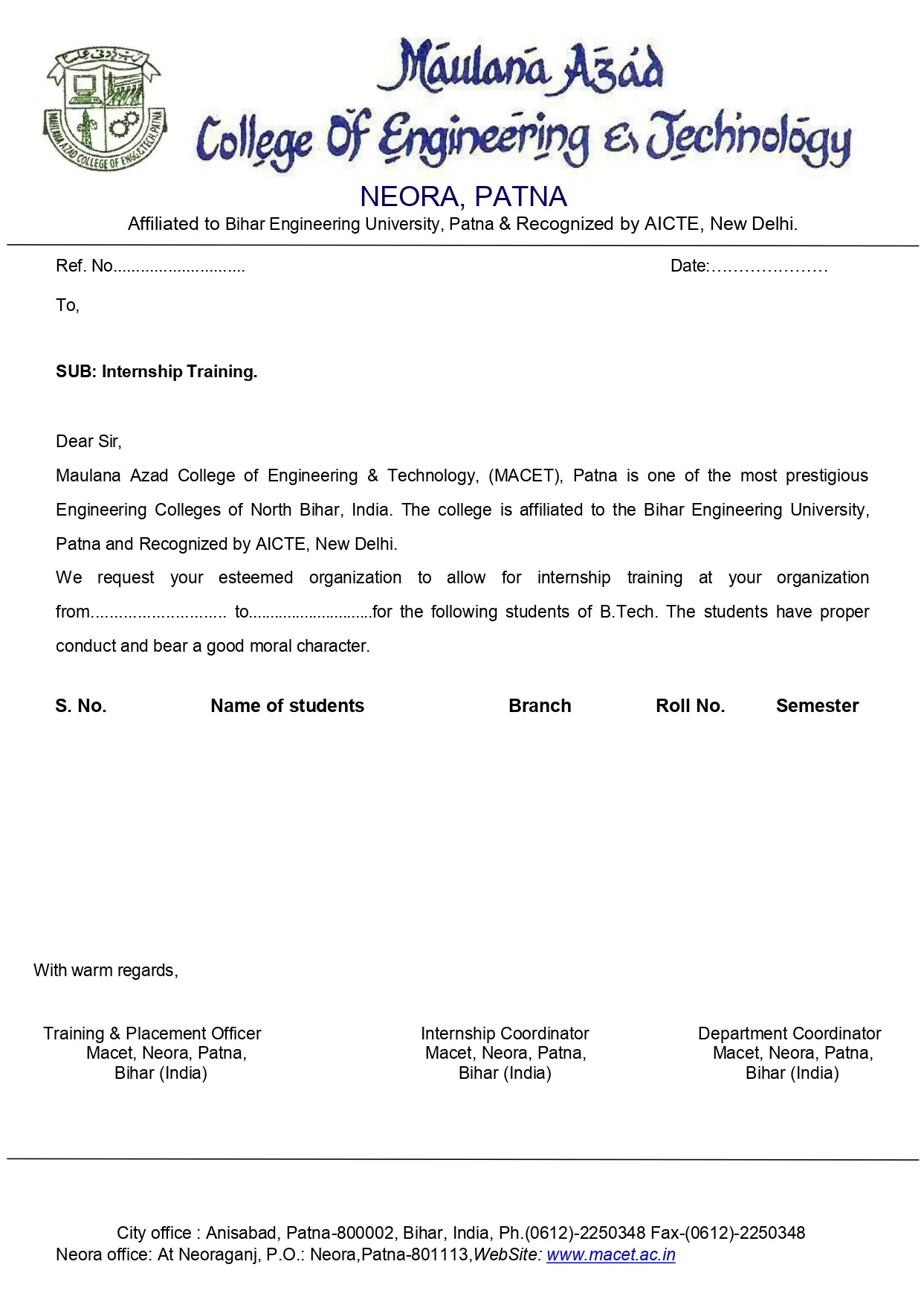 Internship-form